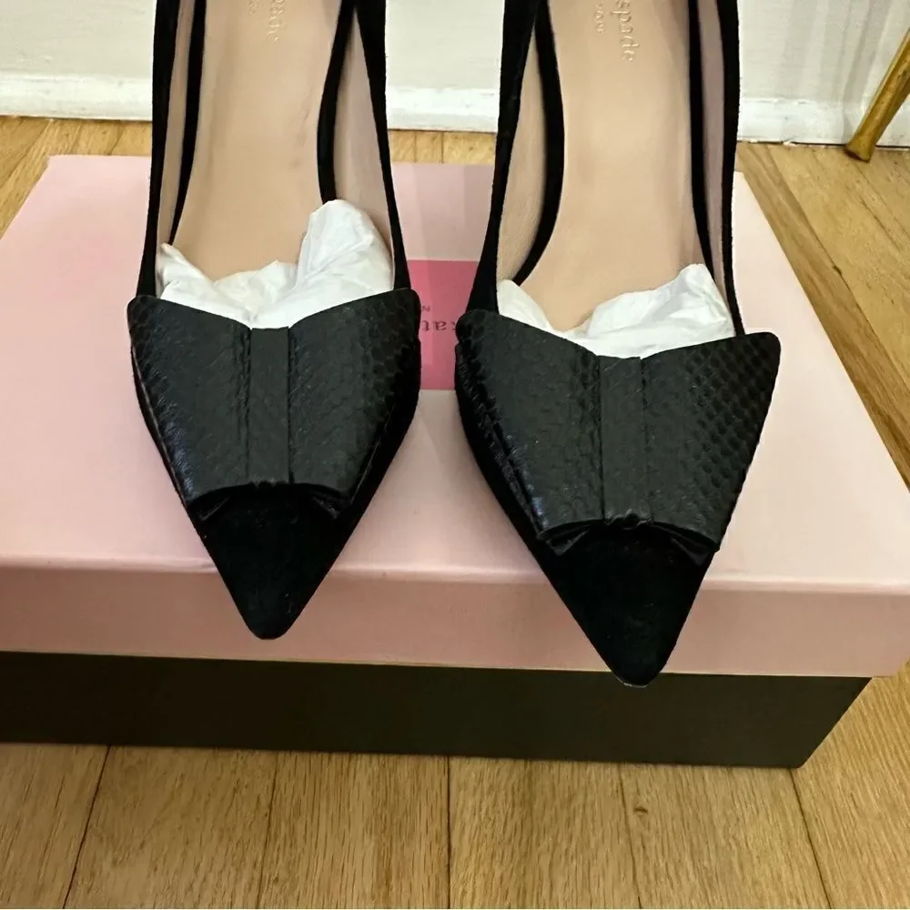 KATE SPADE Black Vanna Pointed Toe Stiletto Slip On Suede Pumps